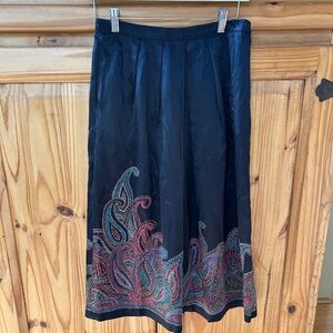 Vintage Ann Crimmins Skirt Midi 100% Silk Paisley Women's 10 By Umi Collections